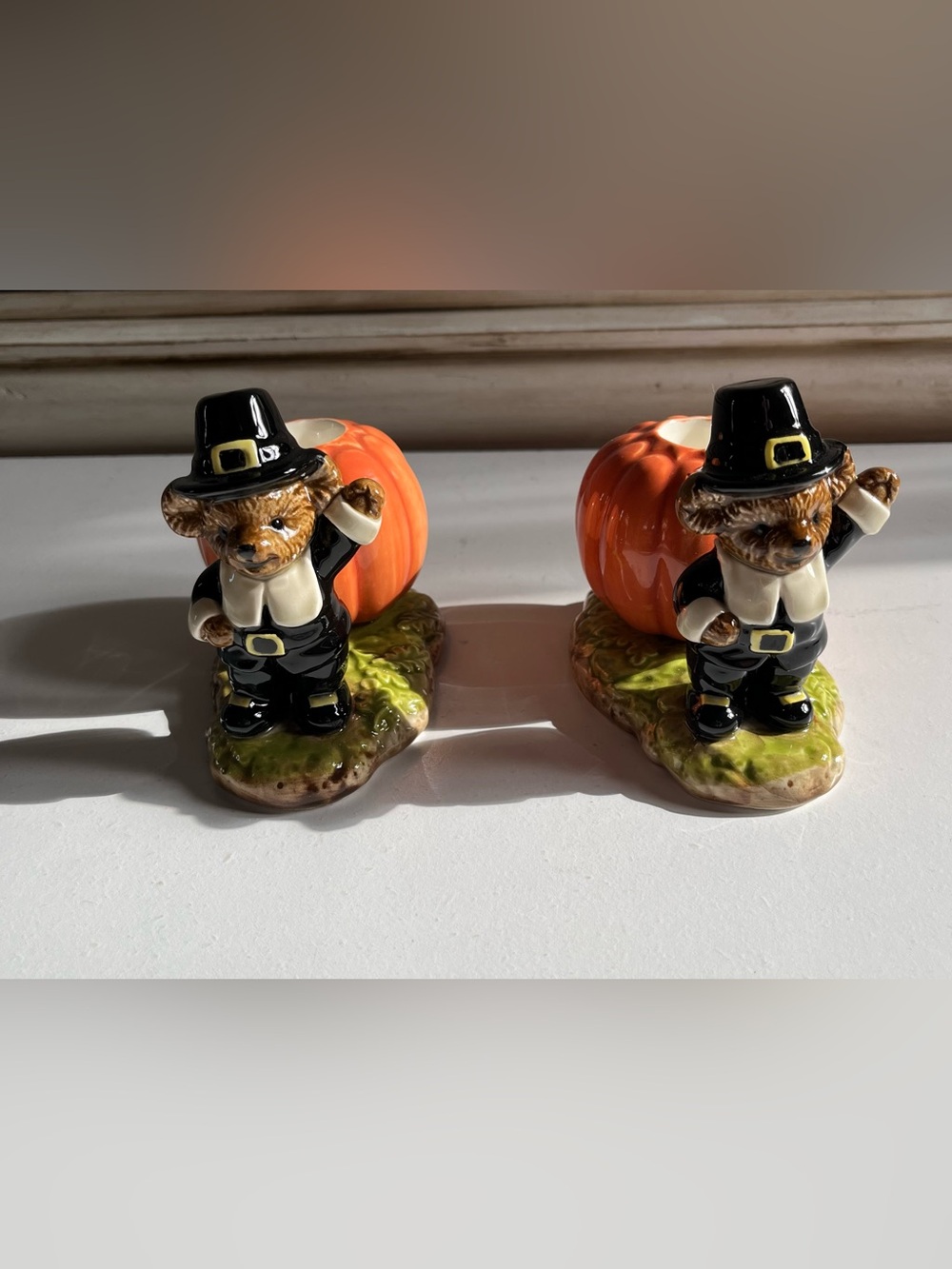Vintage Otagiri Japan Ceramic Pilgrim Bear
Thanksgiving Taper Candle Holders